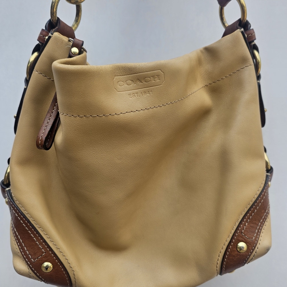 Coach Tan and Brown Leather Shoulder Bag
